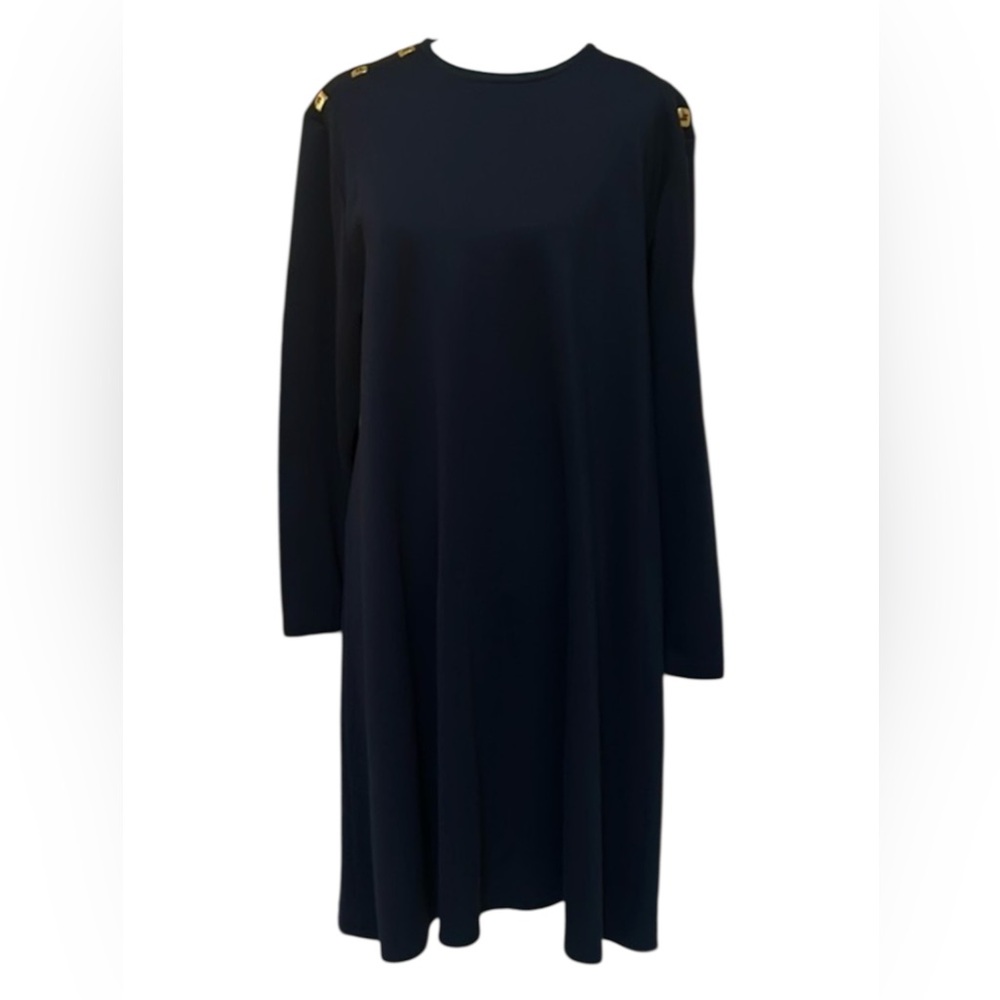 Vintage Harve Bernard Navy Blue Wool Blend Nautical Pullover Midi Dress Sz Large